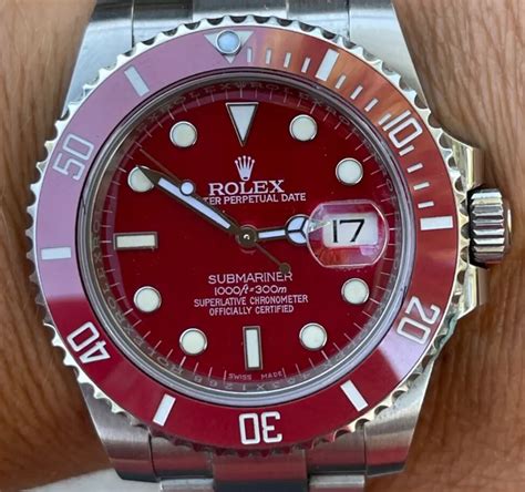 rolex red wine dial|rolex red submariner for sale.